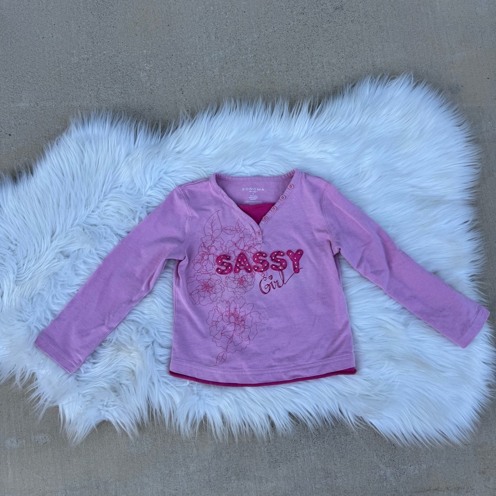 Y2K Pink Embroidered Sassy Girl Sonoma Top Size 5